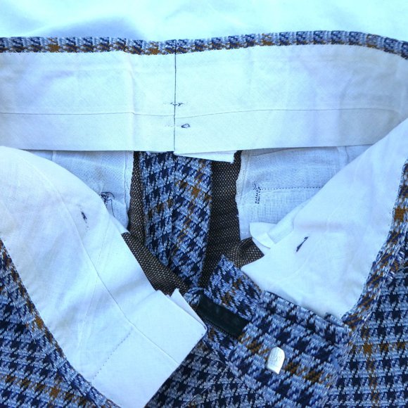 30x31 Vintage Double Knit Houndstooth Plaid Trouser Pants Groovy Straight Leg - Picture 10 of 11